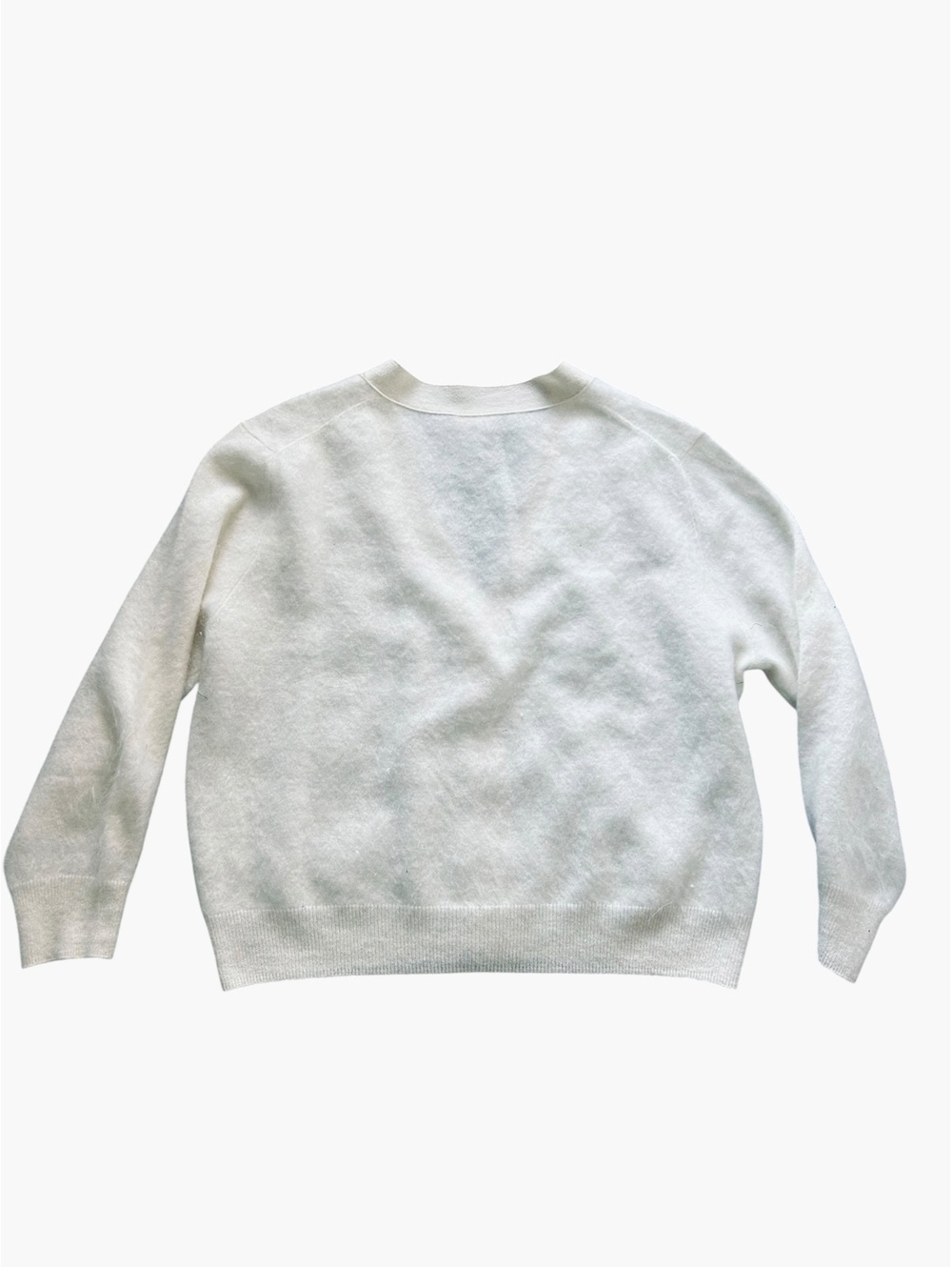 LILYSILK Hestia 100% Brushed Cashmere Cardigan Ivory Cream Women’s L - Picture 4 of 11